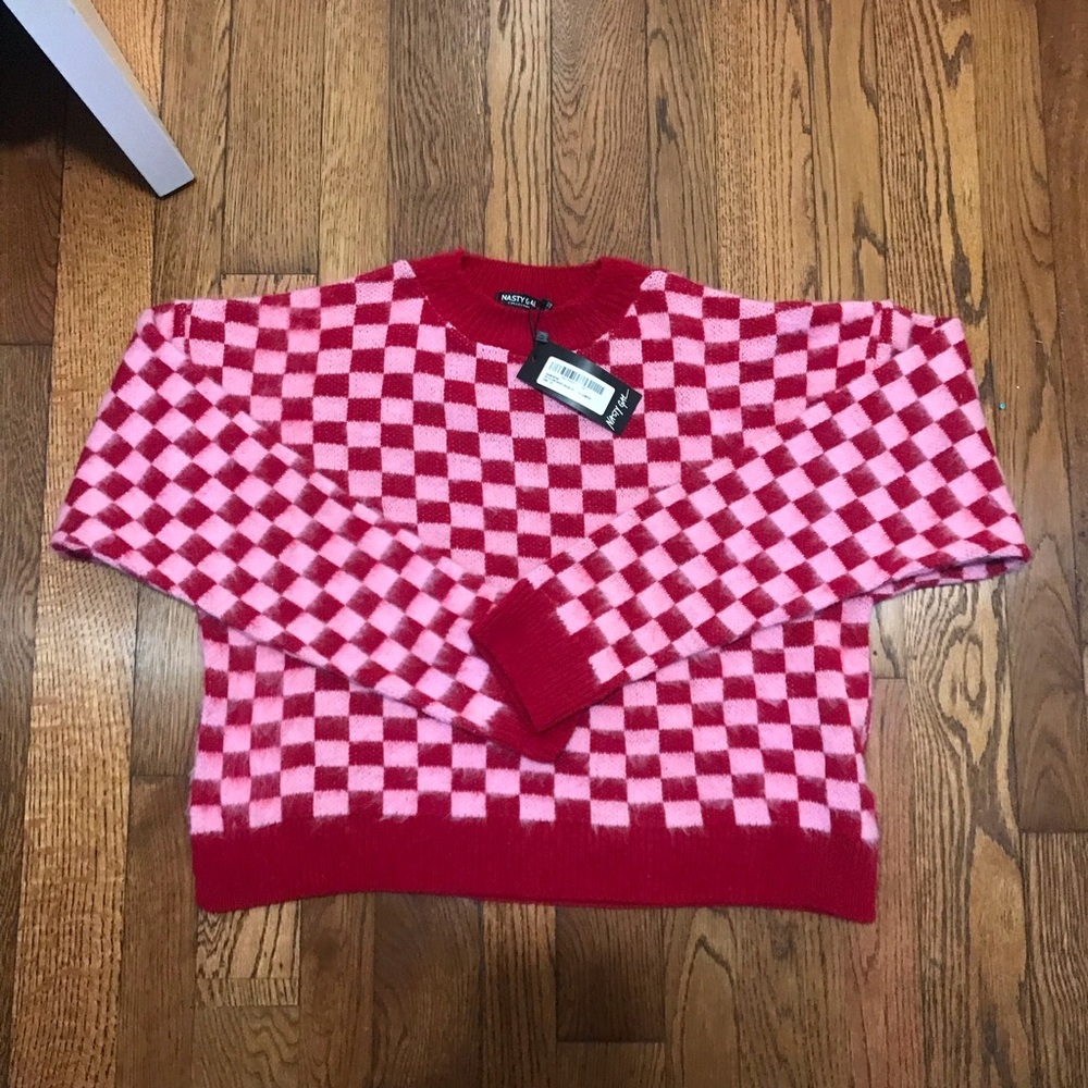 NASTY GAL CHECKERED SWEATER